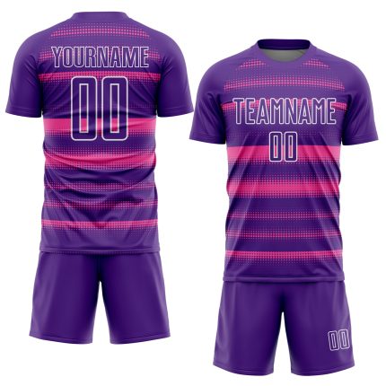 Personalized Purple Pink-White Halftone Dots Sublimation Soccer Uniform Jersey Team Custom Name and Number