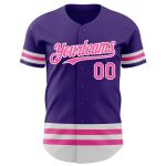 Personalized Purple Pink-White Line Authentic Baseball Jersey Team Custom Name and Number