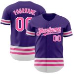 Personalized Purple Pink-White Line Authentic Baseball Jersey Team Custom Name and Number