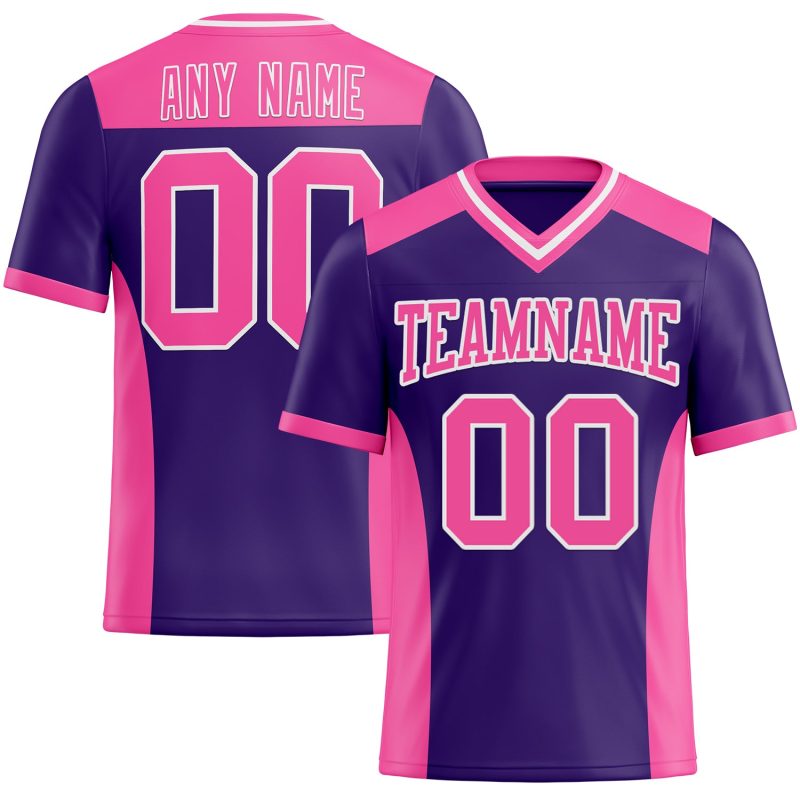 Personalized Purple Pink-White Mesh Authentic Football Jersey Team Custom Name and Number