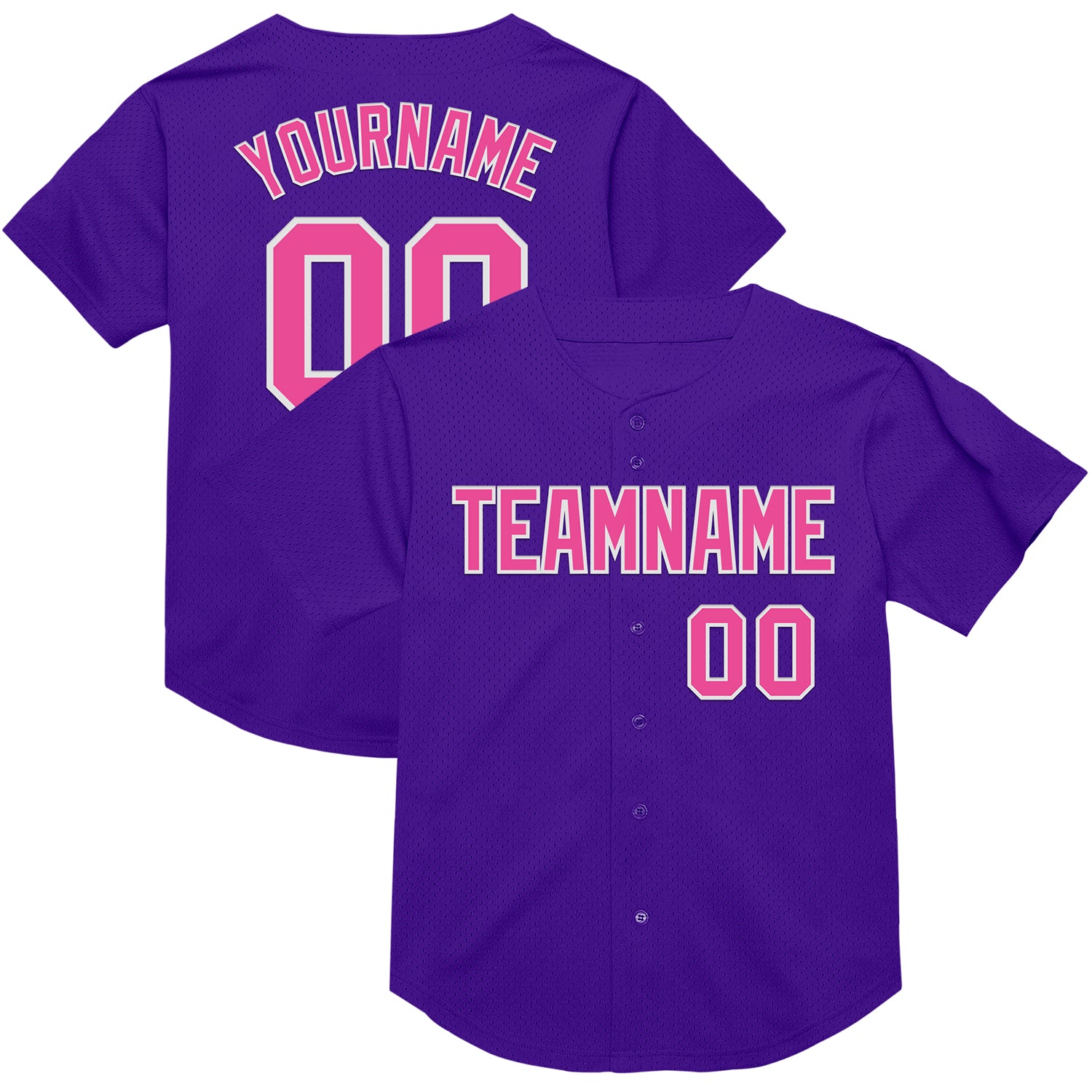 Personalized Purple Pink-White Mesh Authentic Throwback Baseball Jersey