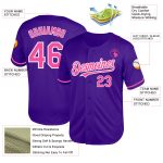 Personalized Purple Pink-White Mesh Authentic Throwback Baseball Jersey Team Custom Name and Number