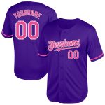 Personalized Purple Pink-White Mesh Authentic Throwback Baseball Jersey Team Custom Name and Number