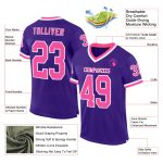 Personalized Purple Pink-White Mesh Authentic Throwback Football Jersey Team Custom Name and Number