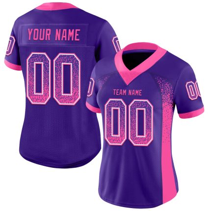 Personalized Purple Pink-White Mesh Drift Fashion Football Jersey Team Custom Name and Number