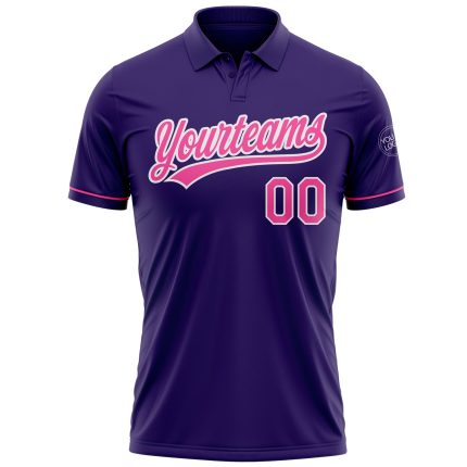 Personalized Purple Pink-White Performance Vapor Golf Polo Shirt Team Custom Name and Number
