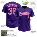 Personalized Purple Pink-White Two-Button Unisex Softball Jersey