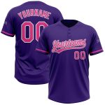 Personalized Purple Pink-White Two-Button Unisex Softball Jersey