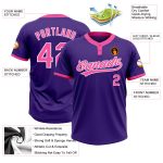Personalized Purple Pink-White Two-Button Unisex Softball Jersey Team Custom Name and Number