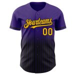 Personalized Purple Pinstripe Gold-Black Authentic Fade Fashion Baseball Jersey Team Custom Name and Number