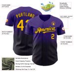 Personalized Purple Pinstripe Gold-Black Authentic Fade Fashion Baseball Jersey Team Custom Name and Number