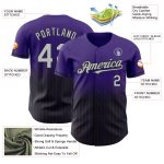 Personalized Purple Pinstripe Gray-Black Authentic Fade Fashion Baseball Jersey Team Custom Name and Number