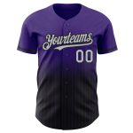 Personalized Purple Pinstripe Gray-Black Authentic Fade Fashion Baseball Jersey Team Custom Name and Number
