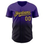Personalized Purple Pinstripe Old Gold-Black Authentic Fade Fashion Baseball Jersey Team Custom Name and Number
