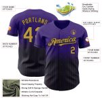 Personalized Purple Pinstripe Old Gold-Black Authentic Fade Fashion Baseball Jersey Team Custom Name and Number