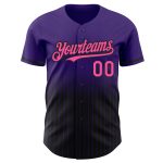 Personalized Purple Pinstripe Pink-Black Authentic Fade Fashion Baseball Jersey Team Custom Name and Number