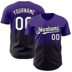 Personalized Purple Pinstripe White-Black Authentic Fade Fashion Baseball Jersey Team Custom Name and Number