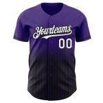 Personalized Purple Pinstripe White-Black Authentic Fade Fashion Baseball Jersey Team Custom Name and Number