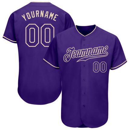 Personalized Purple Purple-Cream Authentic Baseball Jersey Team Custom Name and Number