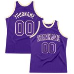 Personalized Purple Purple-Cream Authentic Throwback Basketball Jersey Team Custom Name and Number