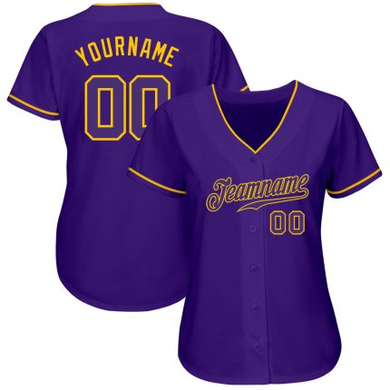 Personalized Purple Purple-Gold Authentic Baseball Jersey Team Custom Name and Number