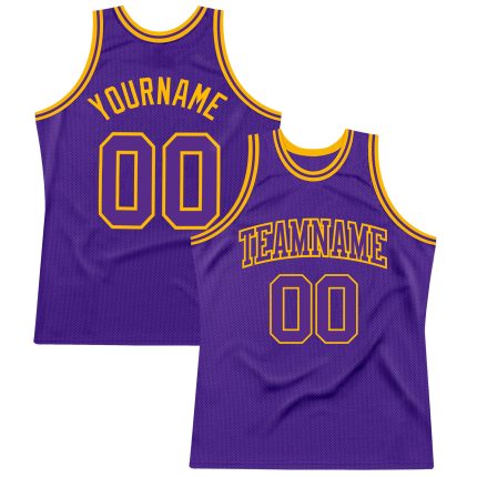 Personalized Purple Purple-Gold Authentic Throwback Basketball Jersey