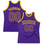 Personalized Purple Purple-Gold Authentic Throwback Basketball Jersey Team Custom Name and Number