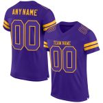 Personalized Purple Purple-Gold Mesh Authentic Football Jersey Team Custom Name and Number