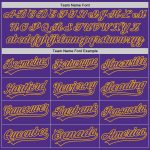 Personalized Purple Purple-Gold Two-Button Unisex Softball Jersey Team Custom Name and Number
