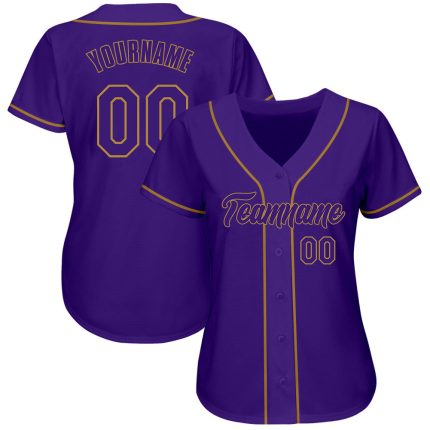 Personalized Purple Purple-Old Gold Authentic Baseball Jersey