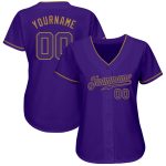 Personalized Purple Purple-Old Gold Authentic Baseball Jersey Team Custom Name and Number
