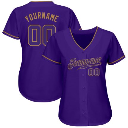 Personalized Purple Purple-Old Gold Authentic Baseball Jersey Team Custom Name and Number