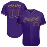 Personalized Purple Purple-Old Gold Authentic Baseball Jersey Team Custom Name and Number