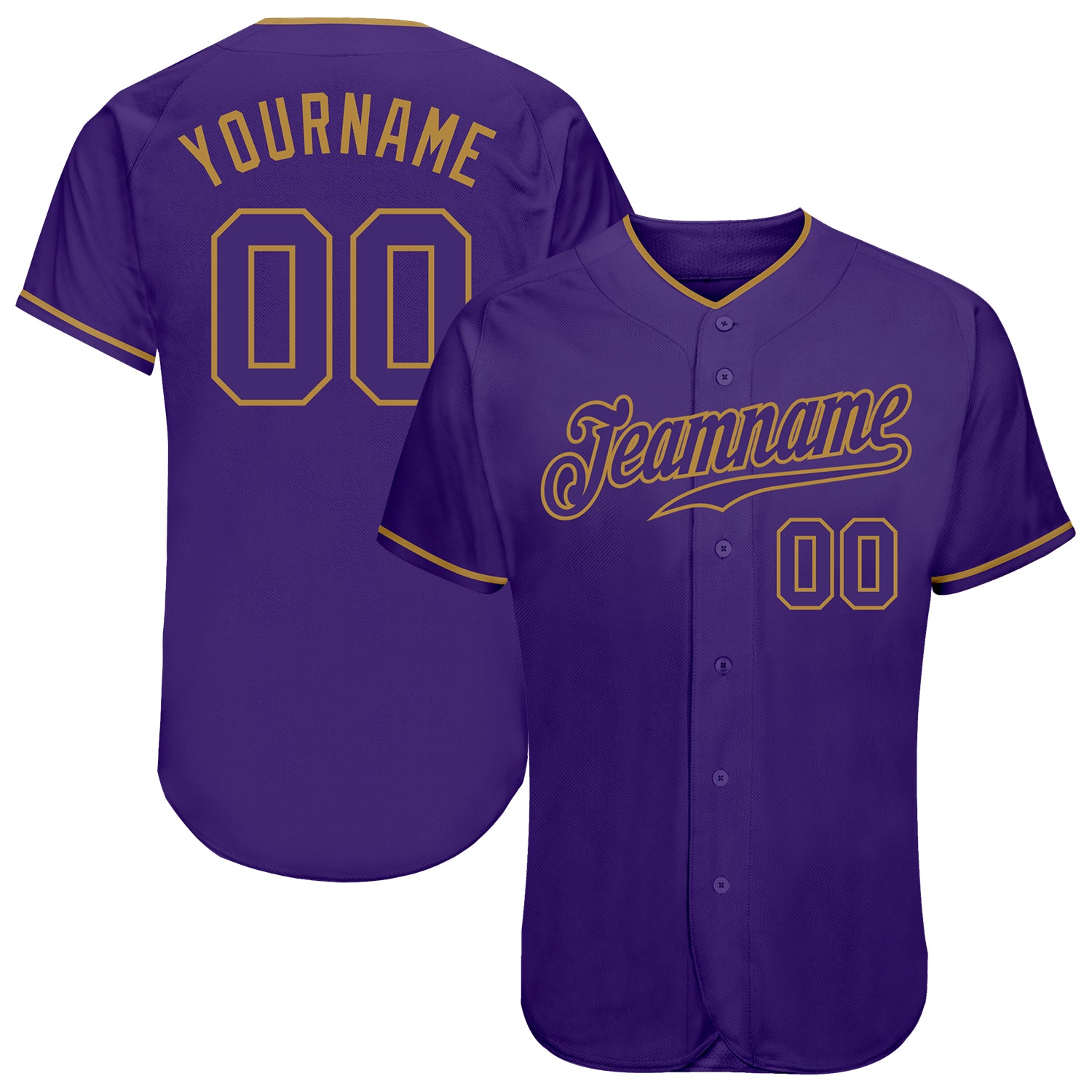 Personalized Purple Purple-Old Gold Authentic Baseball Jersey Team Custom Name and Number