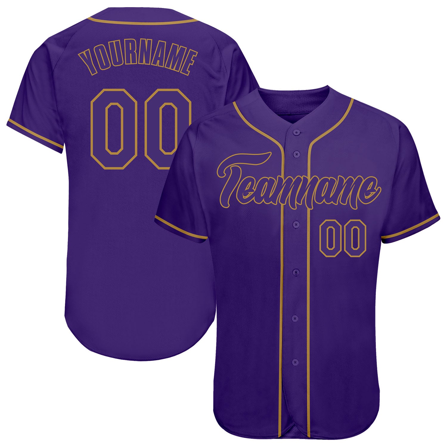 Personalized Purple Purple-Old Gold Authentic Baseball Jersey