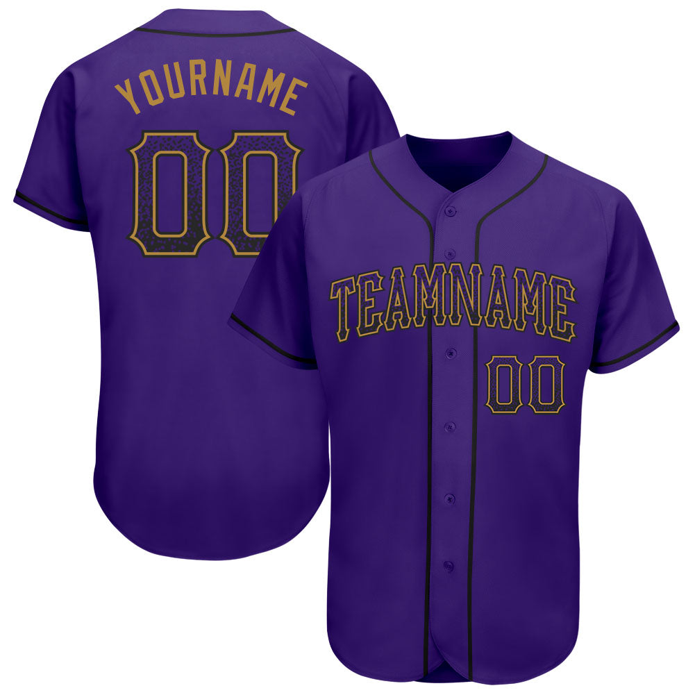 Personalized Purple Purple-Old Gold Authentic Drift Fashion Baseball Jersey Team Custom Name and Number