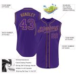 Personalized Purple Purple-Old Gold Authentic Sleeveless Baseball Jersey Team Custom Name and Number