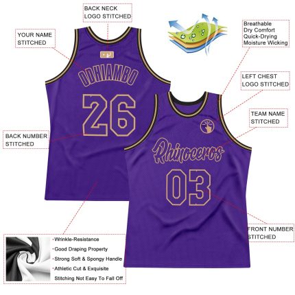 Personalized Purple Purple-Old Gold Authentic Throwback Basketball Jersey Team Custom Name and Number