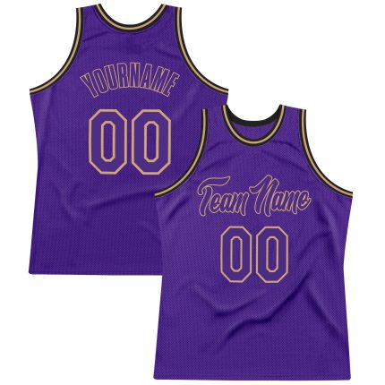 Personalized Purple Purple-Old Gold Authentic Throwback Basketball Jersey Team Custom Name and Number