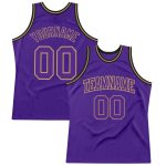 Personalized Purple Purple Old Gold-Black Authentic Throwback Basketball Jersey Team Custom Name and Number
