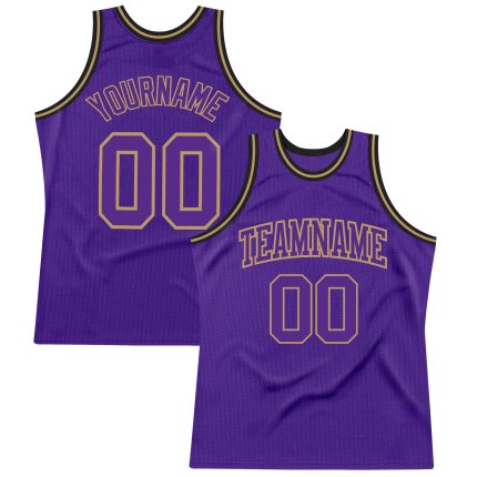 Personalized Purple Purple Old Gold-Black Authentic Throwback Basketball Jersey Team Custom Name and Number