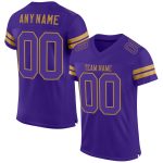 Personalized Purple Purple-Old Gold Mesh Authentic Football Jersey Team Custom Name and Number
