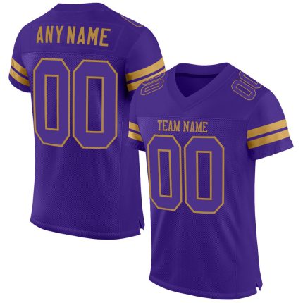 Personalized Purple Purple-Old Gold Mesh Authentic Football Jersey Team Custom Name and Number