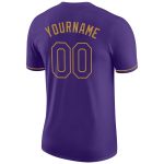 Personalized Purple Purple-Old Gold Performance T-Shirt Team Custom Name and Number