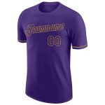 Personalized Purple Purple-Old Gold Performance T-Shirt Team Custom Name and Number