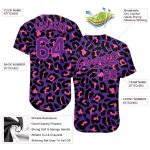 Personalized Purple Purple-Pink 3D Pattern Design Leopard Authentic Baseball Jersey Team Custom Name and Number