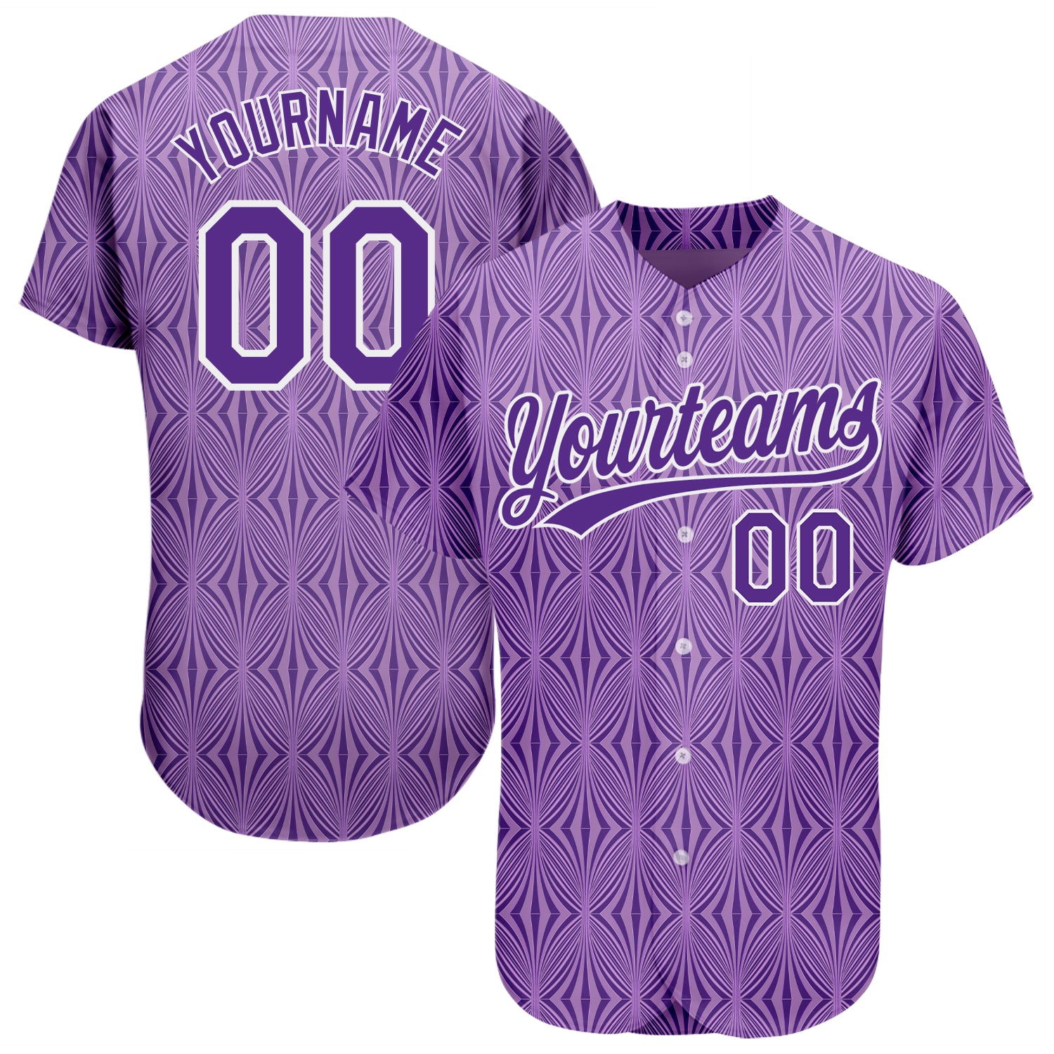 Personalized Purple Purple-White 3D Pattern Design Authentic Baseball Jersey Team Custom Name and Number