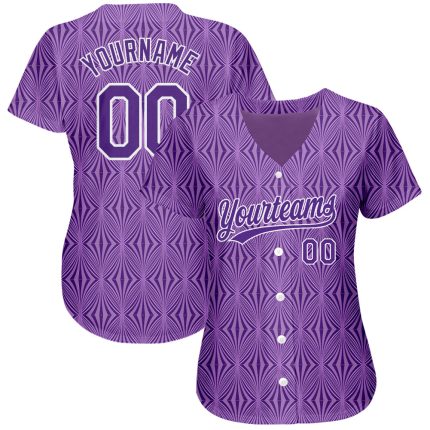 Personalized Purple Purple-White 3D Pattern Design Authentic Baseball Jersey Team Custom Name and Number