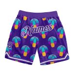 Personalized Purple Purple-White 3D Pattern Design Pineapples Authentic Basketball Shorts Team Custom Name and Number