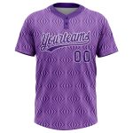 Personalized Purple Purple-White 3D Pattern Two-Button Unisex Softball Jersey Team Custom Name and Number